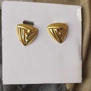 Gold Triangular Sculpted Stud Earrings for Women